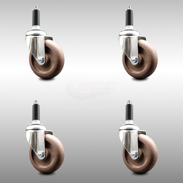 Service Caster 4 Inch 316SS High Temp Glass Filled Nylon 3/4 Inch Expanding Stem Caster Set SCC-SS316EX20S414-GFNSHT-34-4 - main